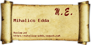 Mihalics Edda névjegykártya